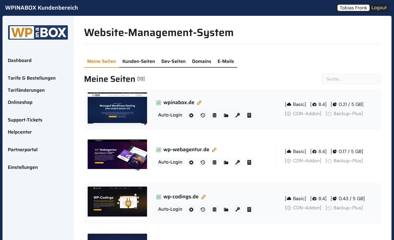 Übersicht WMS - Screenshot
